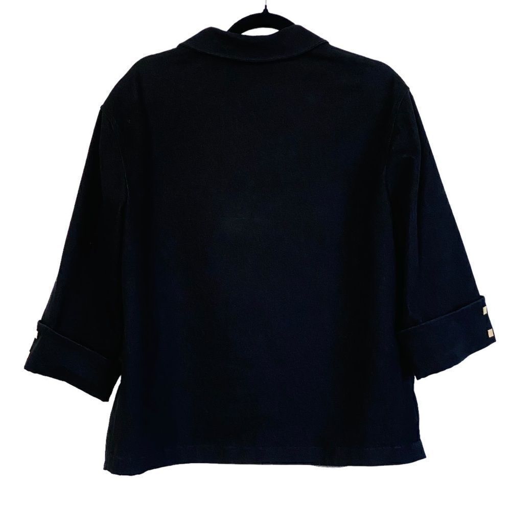 St John Sport by Marie Gray Black Denim Zip Up Jacket Sz S - Picture 4 of 12